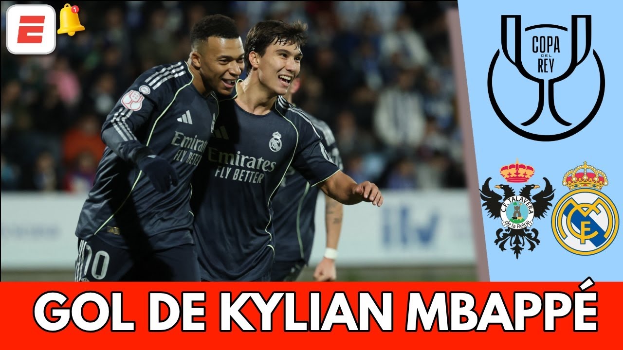 GOL DE MBAPPÉ de penal marca el 1-0 del REAL MADRID ante Talavera de la Reina | Copa del Rey