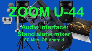 Video thumbnail for ZOOM U-44 unboxing, demo by Deb Erney (DebErneydotcom)