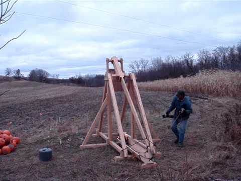 trebuchet catapult throwing pumpkin on fire #2