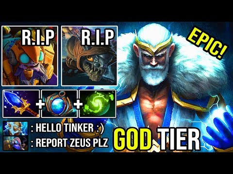 THUNDER GOD Zeus 1000 XPM Counter Pro Tinker & Slark Crazy Skill Spam Nimbus EPIC Godlike DotA 2