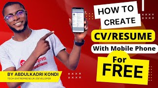 How to create a CV /Resume with Mobile Phone for free