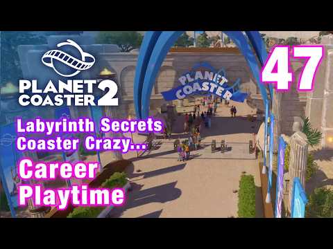 Planet Coaster 2 Career Part 46 - Natural drop wooden coaster in Labyrinth Secrets Scenario