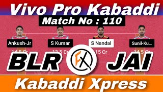BLR vs JAI Dream11 Kabaddi, BLR vs JAI Dream11 Prediction, Bengaluru Bulls vs Jaipur Pink Panthers