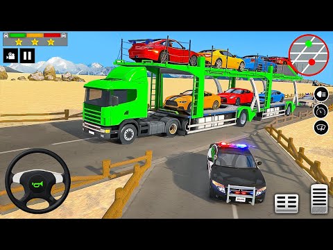 US Police Car Truck Transporter Driving - Police Trailer Truck Driver Simulator - Android Gameplay