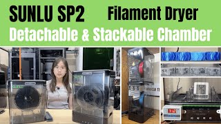 SUNLU SP2 Filament Dryer – Detachable & Stackable Chamber, 70°C Max Temp, Built-in Hygrometer