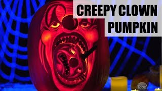 Carving a Creepy Light-Up Clown Pumpkin | Food Network