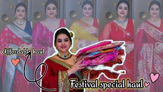 Affordable festival wear Saree 🥻 & Jewellery set haul From Flipkart 🫰// Beautiful trendy haul