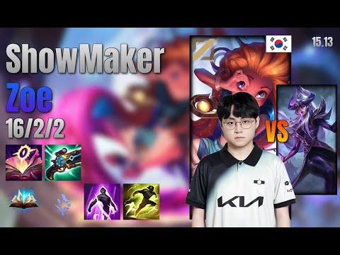 ShowMaker Mid Zoe vs Syndra lol KR solo rank Full Game 15.13 | 쇼메이커 조이 vs 신드라