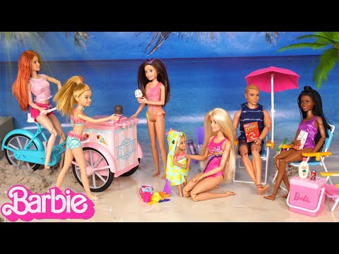 Barbie Doll Family Summer Routine Beach Ocean Adventure