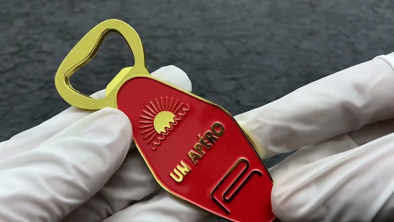 3561-Red Enameled Gold Plated Zinc Alloy Bottle Opener