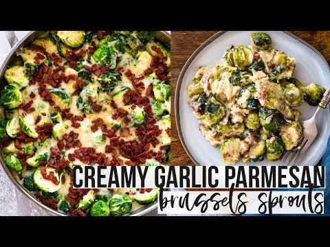 🔥 Keto Creamy Garlic Parmesan Brussels Sprouts with Bacon 🥓🧀