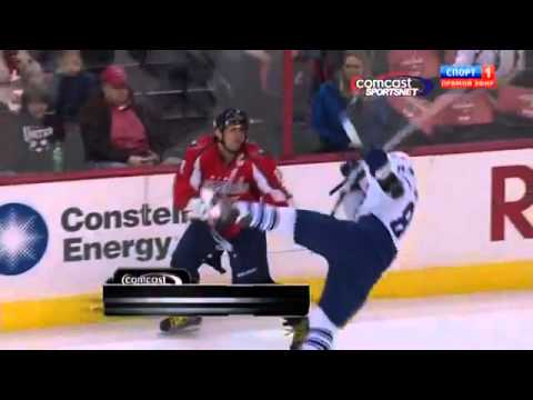 Alex Ovechkin hits Grabovski Maple Leafs and Capitals) NHL March 11, 2012