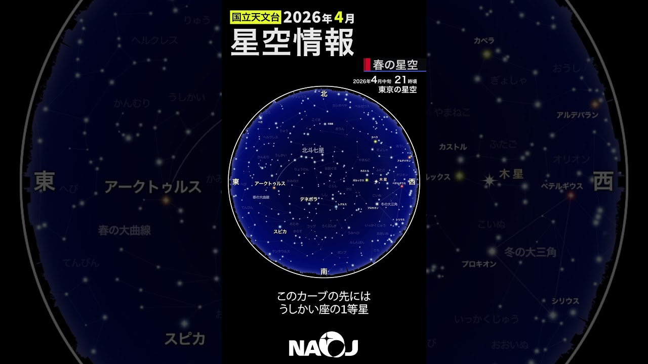 2026年4月の星空情報「春の星空」 #shorts #国立天文台 #宇宙