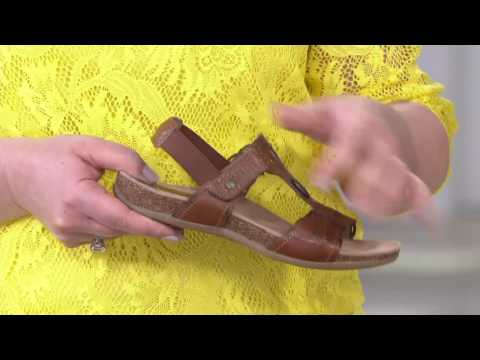 Earth Origins Leather T-strap Sandals with Backstrap - Trudy on QVC