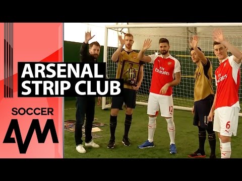 How many kits will they know? Mertesacker, Giroud, Özil & Koscielny on Strip Club