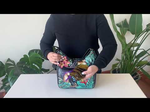 Anuschka Classic Hobo With Studded Side Pockets - 433-JQN (Jungle Queen)