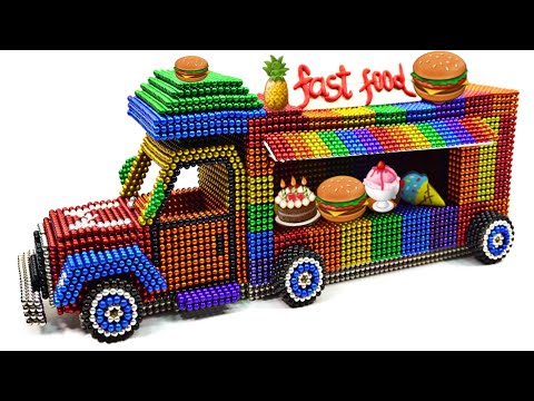How To Make Fast Food (Pizza, Burger) Car From Magnetic Balls (100% Satisfying) | Magnetic Game