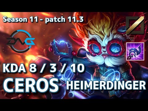 【韓国サーバー/D3】DFM Ceros ハイマーディンガー(Heimerdinger) VS イレリア(Irelia) MID - Patch11.3 KR Ranked【LoL】