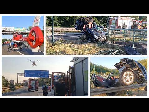 [RTH - A2 bei Dortmund] Sportwagen landet auf Leitplanke - zwei Männer lebensgefährlich verletzt
