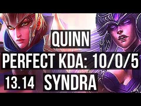QUINN vs SYNDRA (MID) | 10/0/5, 1.5M mastery, Legendary, 500+ games | EUW Master | 13.14