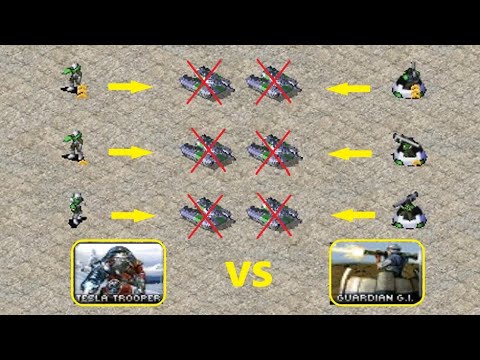 Tesla Trooper vs Guardian GI - Kill Race: Red Alert 2