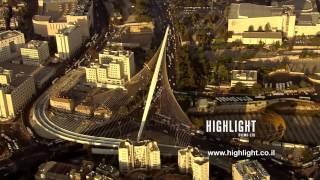 preview picture of video 'AJ025n - Israel Stock Footage: Aerial footage of Jerusalem city entrance Calatrava String Bridge'