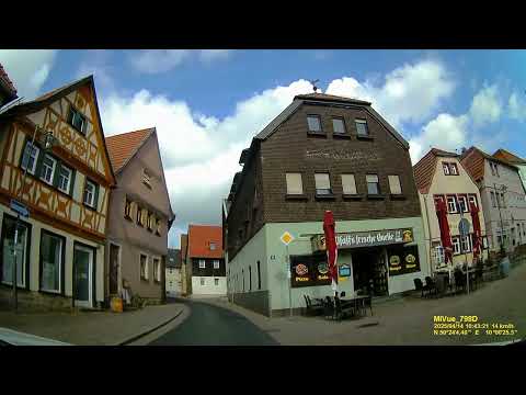 D: Stadt Bischofsheim i.d.Rhön. Landkreis Rhön-Grabfeld. Rundfahrt durch die Stadtmitte. April 2025