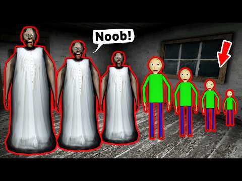 Big Granny vs short Baldi vs short Ice Scream - funny horror animation (fun mix 29)