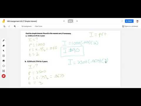 HW Assignment 53 (7 Simple Interest) - Google Jamboard