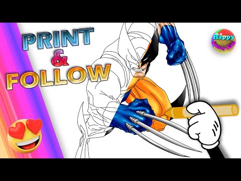 PRINTABLE COLORING FOR KIDS 🎨WOLVERINE 🔴🔶🔵XMEN coloring pages