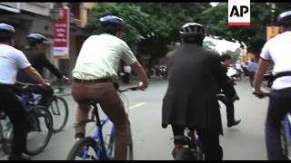 Danish Crown Prince rides bike to raise climate change awareness