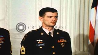 President Richard M Nixon awards Medal of Honor to Sergeant Zabitosky at White Ho...HD Stock Footage video