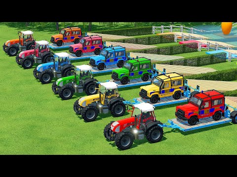 TRANSPORT POLICE CARS AND BASKETBALLS WITH RIGITRAC TRACTORS & CLAAS LOADER - Farming Simulator 22