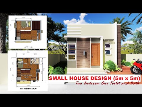 Small House Design (5mx5m) 25 sq.m Two Bedroom One CR with 500k Budget
