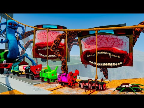 ALL MONSTERS.EXE Big & Small Cars vs Broken Bridge with DOUBLE BUS EATER – BeamNG.Drive