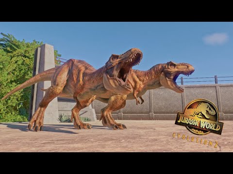 2x T-Rex vs 2x Giganotosaurus | Ultimate Dinosaur Battle in Jurassic World Evolution 2