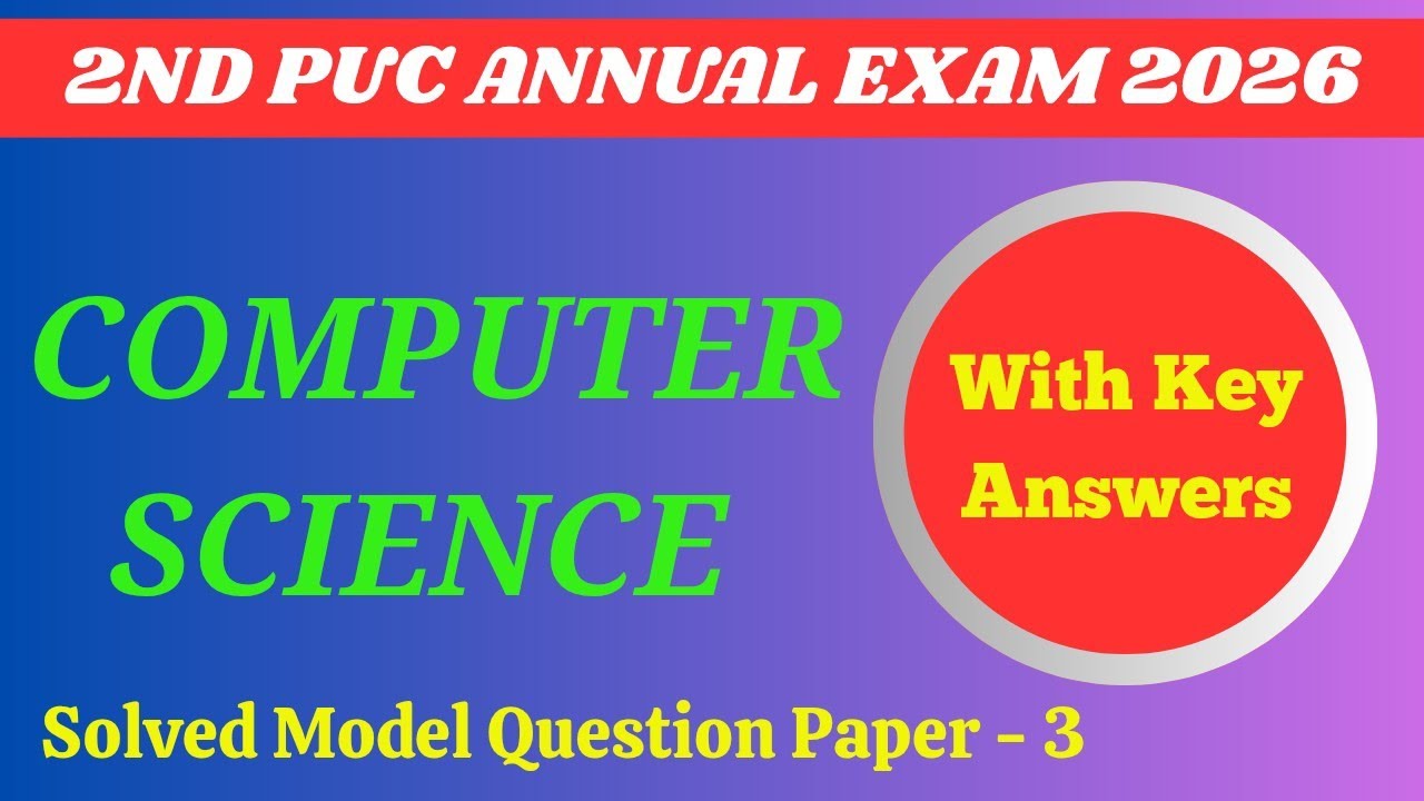 💥 2nd PUC COMPUTER SCIENCE SOLVED MODEL QUESTION PAPER 3 || 2025-26 #puc #viral #cs