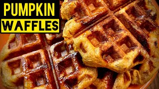 How To Make PUMPKIN WAFFLES - EASY BELGIAN Liège Style RECIPE Using Belgian Pearl Sugar #streetfood