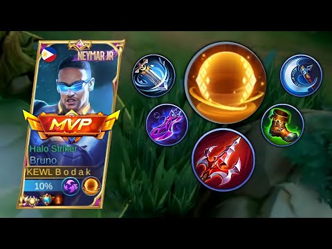GOLD LANE BRUNO BEST BUILD AND EMBLEM - MLBB