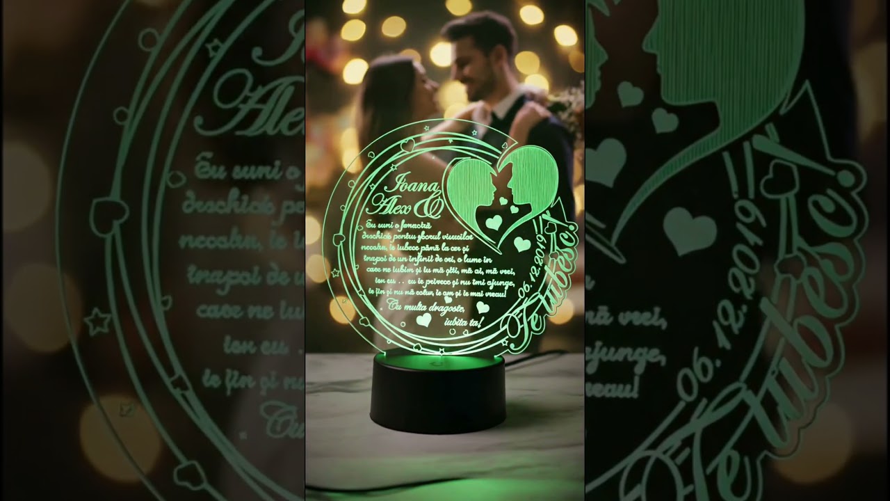 Thumbnail video Trofeu LED – Cadou personalizat Te iubesc