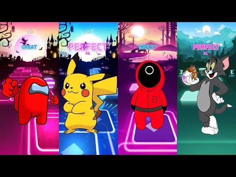Tiles Hop : Among Us VS Pikachu VS Squid  Game VS Tom and Jerry