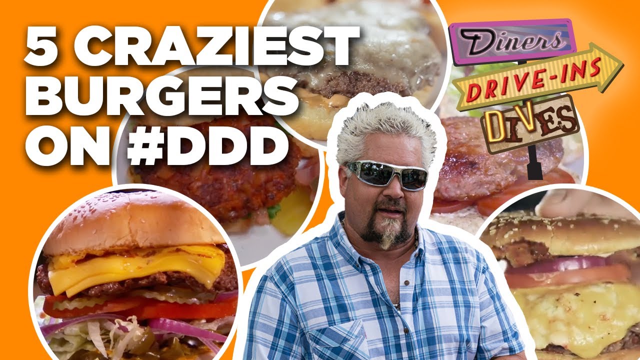 Top 5 Most-INSANE Burgers Guy Fieri Has Tried on Diners, Drive-Ins and Dives | Food Network - YouTube