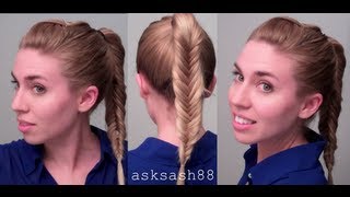 Fishtail Braid Ponytail -- Easy quick everyday hairstyles for long hair and medium hair