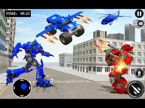 US Police Monster Truck Robot Criss Cross Games Robot Gameplay Optimus Robot Game
