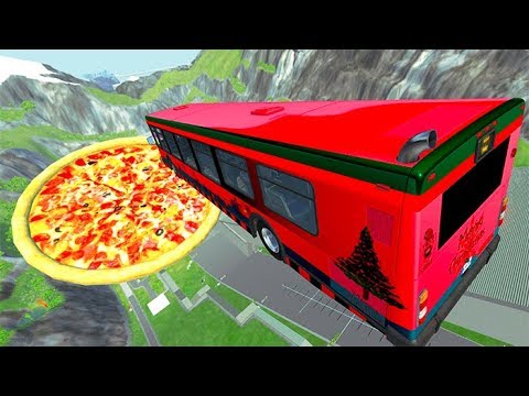 Beamng drive - Jumping With Cars Into A Pizza #2