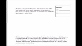 Algebra 2 Practice Chapter 7 Test #17-19 Edit