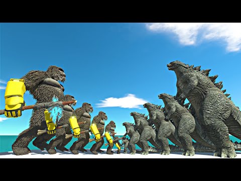 Growing King Kong 2024 vs Growing Godzilla 2014 - Animal Revolt Battle Simulator