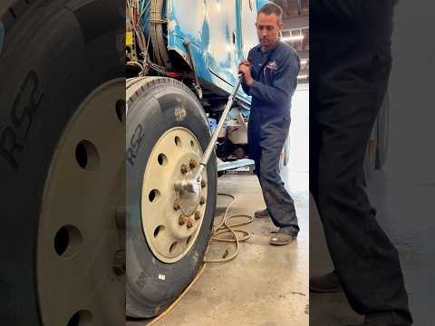 Torquing wheel nuts for semi trucks #mechanic #mechaniclife #mechanical #wheel #wheels #tire #tires
