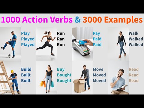 1000 English Action Verbs Vocabulary with 3000 phrases, Common Action Verbs in English & Images
