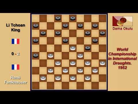 René Fankhauser (FRA) - Li Tchoan King (FRA). Draughts World Championship. 1952.
